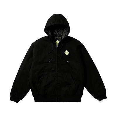 Palace FW23 Hardware Hooded Workwear Jacket Black Unisex Diamond Quilted Lining P25JK089