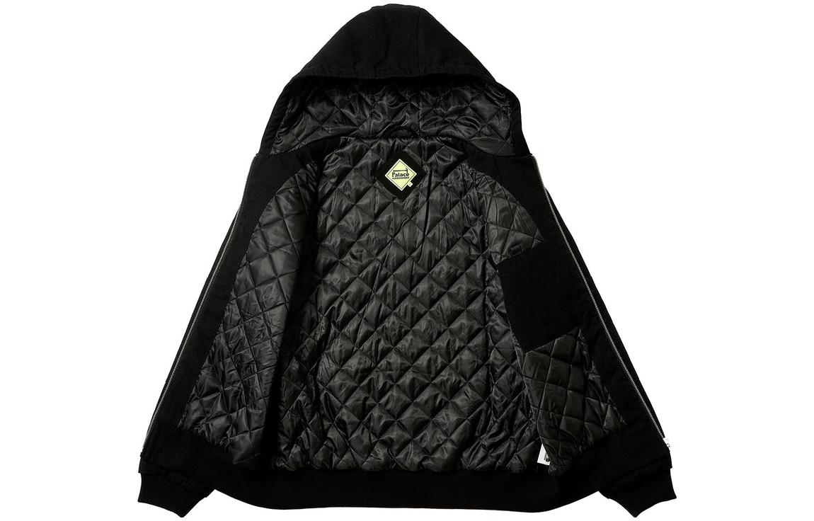 Shop Palace FW23 Hardware Hooded Workwear Jacket Black Unisex Diamond Quilted Lining P25JK089