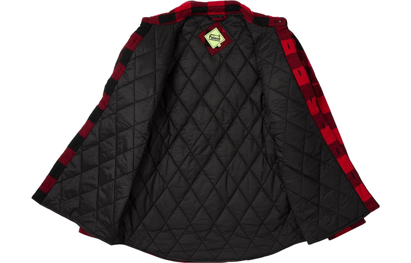 Shop PALACE FW23五金保暖格紋襯衫紅色 男女長袖襯衣 P25SHT044