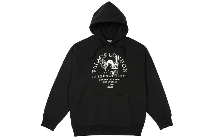PALACE FW23 International Angel City Letter Print Black Hoodie Unisex. P25CS069