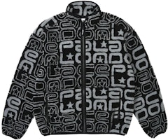 PALACE FW23 Joyrex Fleece Jacket All-Over Logo Print Unisex Black. P25JK072 PALACE FW23 Joyrex Fleece Jacket All-Over Logo Print Unisex Black. P25JK072