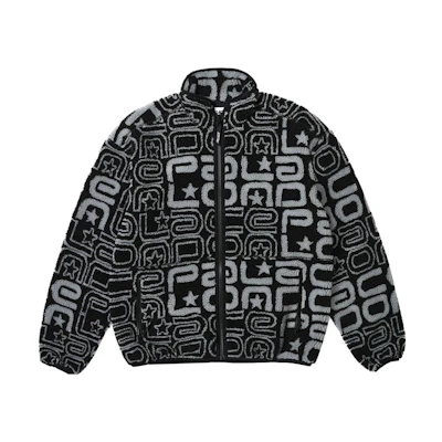 PALACE FW23 Joyrex Fleece Jacket All-Over Logo Print Unisex Black. P25JK072
