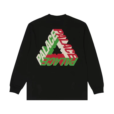 PALACE FW23 Logo Printed Crewneck Long Sleeve T-Shirt Black P25LS018