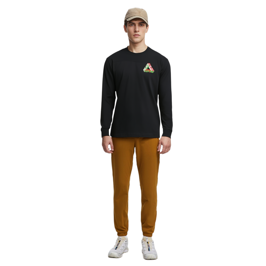 Purchase PALACE FW23 Kaos Lengan Panjang Logo Printed Crewneck Warna Hitam P25LS018