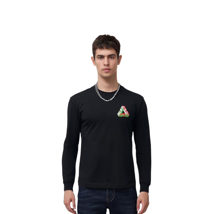 Details for PALACE FW23 Kaos Lengan Panjang Logo Printed Crewneck Warna Hitam P25LS018
