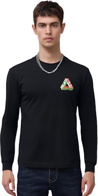 PALACE FW23 Logo Printed Crewneck Long Sleeve T-Shirt Black P25LS018 Details for PALACE FW23 Logo Printed Crewneck Long Sleeve T-Shirt Black P25LS018