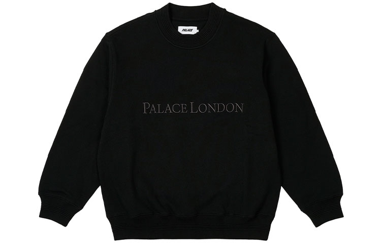 Palace FW23 London Logo Print Pullover Crewneck Black Unisex Sweater P25ES054