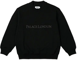 Palace FW23 London Logo Print Pullover Crewneck Black Unisex Sweater P25ES054 Palace FW23 London Logo Print Pullover Crewneck Black Unisex Sweater P25ES054