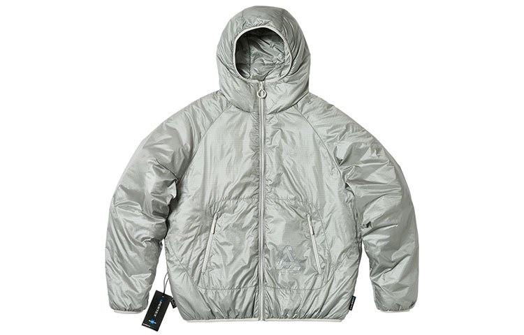 PALACE FW23 Pertex Quilted Jacket Geometric Logo Print Hooded Jacket Grey Unisex P25JK011