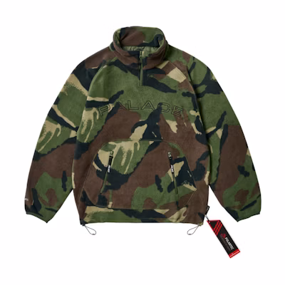 PALACE FW23 Polartec Fleece Funnel Half-Zip Pullover Camo Green Unisex Sweater. P25CS081