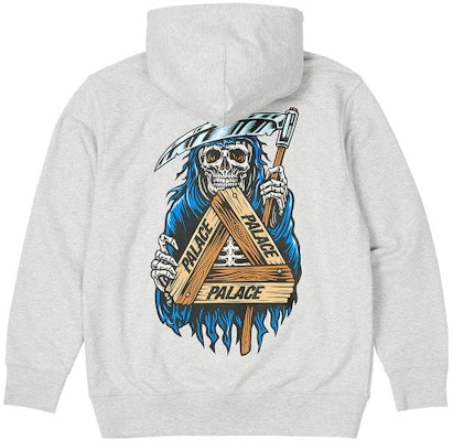 PALACE FW23 リーパー フーディー グレー ユニセックス 死神プリント パーカー P25HD004 Lookbook PALACE FW23 リーパー フーディー グレー ユニセックス 死神プリント パーカー P25HD004