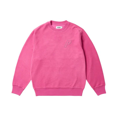Palace FW23 Reverse P-3 Crewneck Pink Sweatshirt Unisex Logo Embroidery Pullover P25CS102