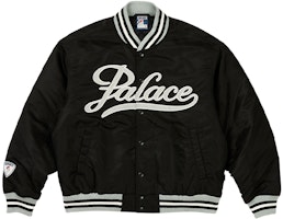 PALACE FW23 Satin The Arena Jacket Black Unisex Logo Print Striped Outerwear. P25JK028 PALACE FW23 Satin The Arena Jacket Black Unisex Logo Print Striped Outerwear. P25JK028
