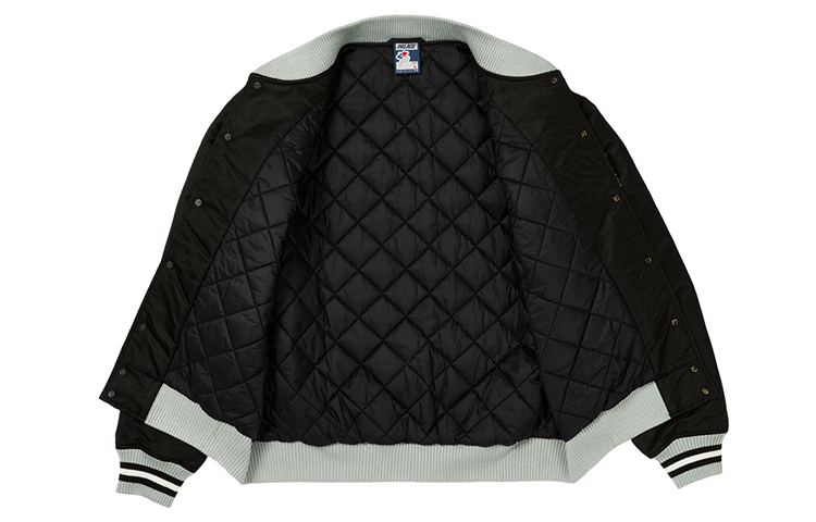 Shop PALACE FW23 サテン アリーナ ジャケット ブラック ユニセックス ロゴ ストライプ アウターウェア P25JK028