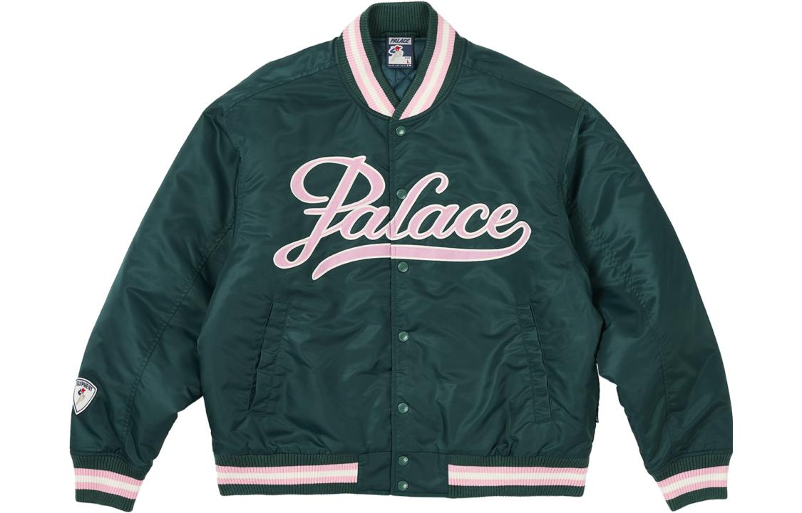 PALACE FW23 Satin The Arena Logo Print Stripe Trim Jacket Unisex Green. P25JK030
