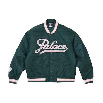 PALACE FW23 Satin The Arena Logo Print Stripe Trim Jacket Unisex Green. P25JK030