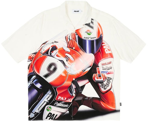 PALACE FW23 SKRRT Kemeja Pendek Motif Balap Moto Putih Unisex. P25SHT001 Buy PALACE FW23 SKRRT Kemeja Pendek Motif Balap Moto Putih Unisex. P25SHT001