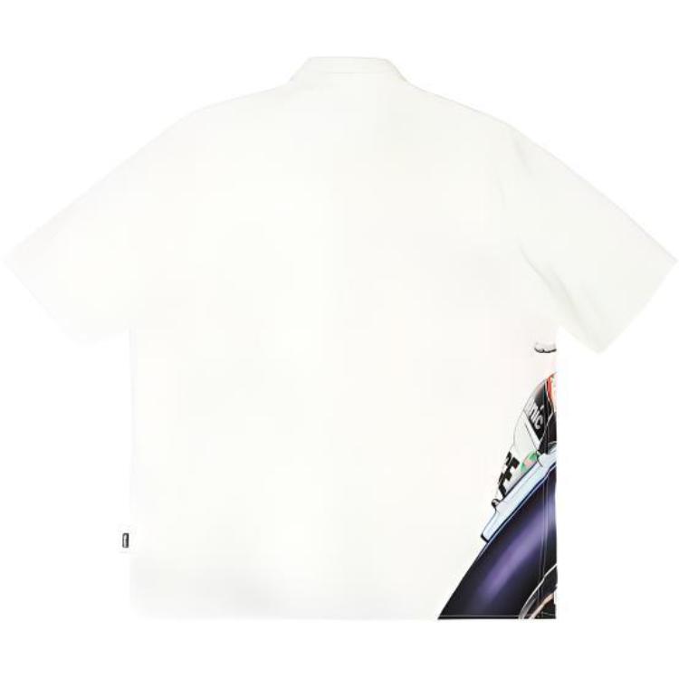 Lookbook PALACE FW23 SKRRT Kemeja Pendek Motif Balap Moto Putih Unisex. P25SHT001