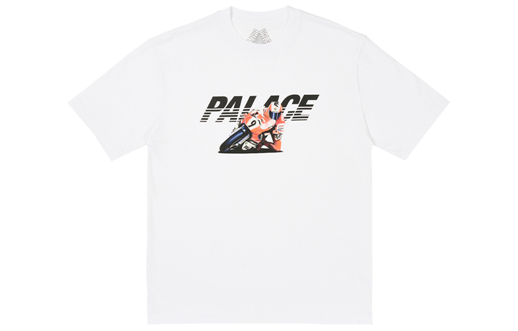 PALACE FW23 SKURRT T-Shirt White - Retro Motorcycle Logo Unisex Short Sleeve Tee. P25TS136