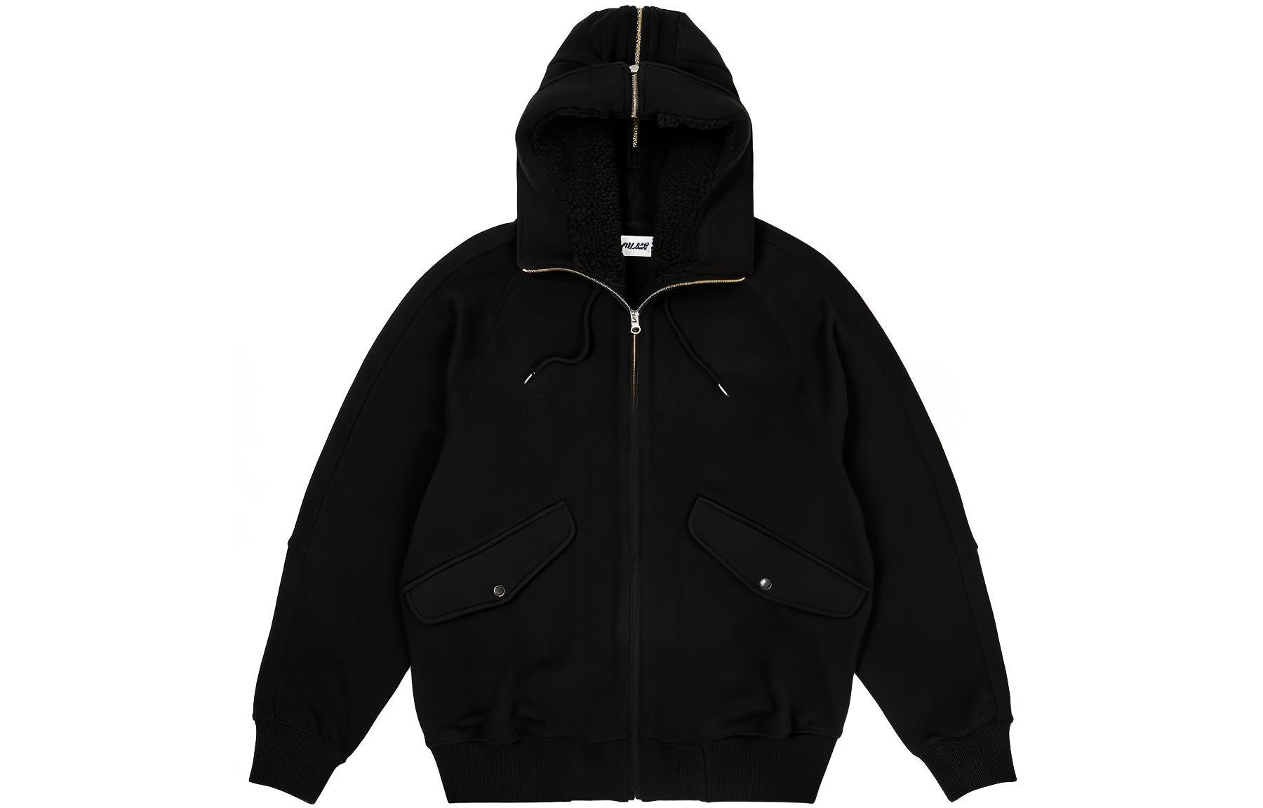 PALACE FW23 Split Hood Bomber Sweat Black Unisex Zip-Up Jacket. P23CS211