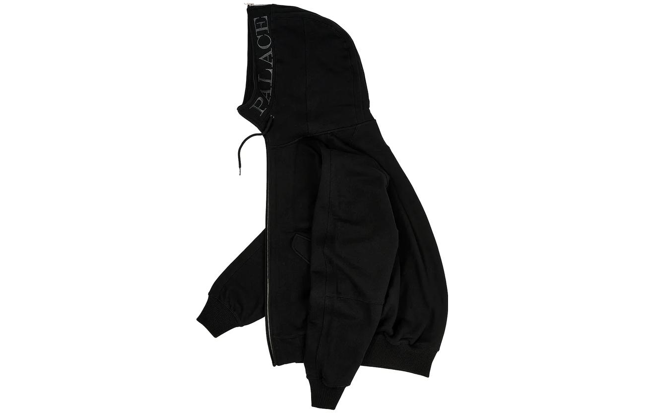 Shop PALACE FW23 Split Hood Bomber Sweat Hitam Jaket Unisex Zip-Up. P23CS211