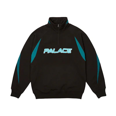 PALACE FW23 Ultimo Half-Zip Logo Sweatshirt Unisex Black. P25CS133