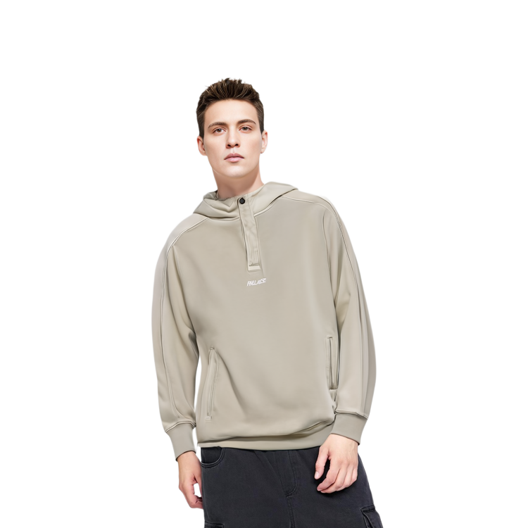 PALACE FW23 Washed Terry 1/4 Placket Hooded Sweatshirt Unisex Gray P24CS136 圖 4