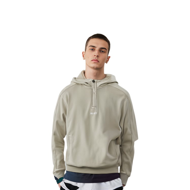 PALACE FW23 Washed Terry 1/4 Placket Hooded Sweatshirt Unisex Gray P24CS136 圖 5