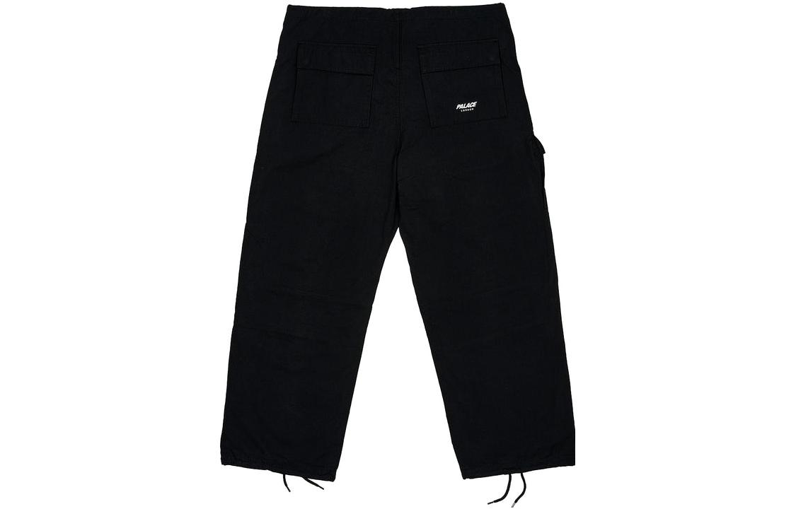 PALACE FW23 Wrinkled Loose Fit Drawstring Long Casual Pants Unisex Black. P25T027