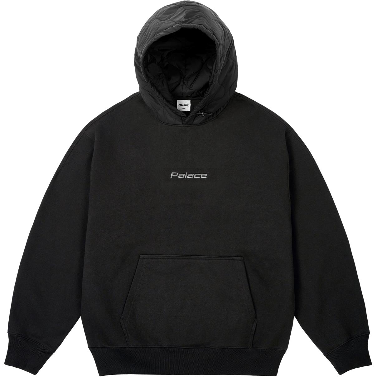 PALACE FW24 Baffled Font Embroidered Logo Hoodie Black Unisex Relaxed Fit. P27CS190 圖 2