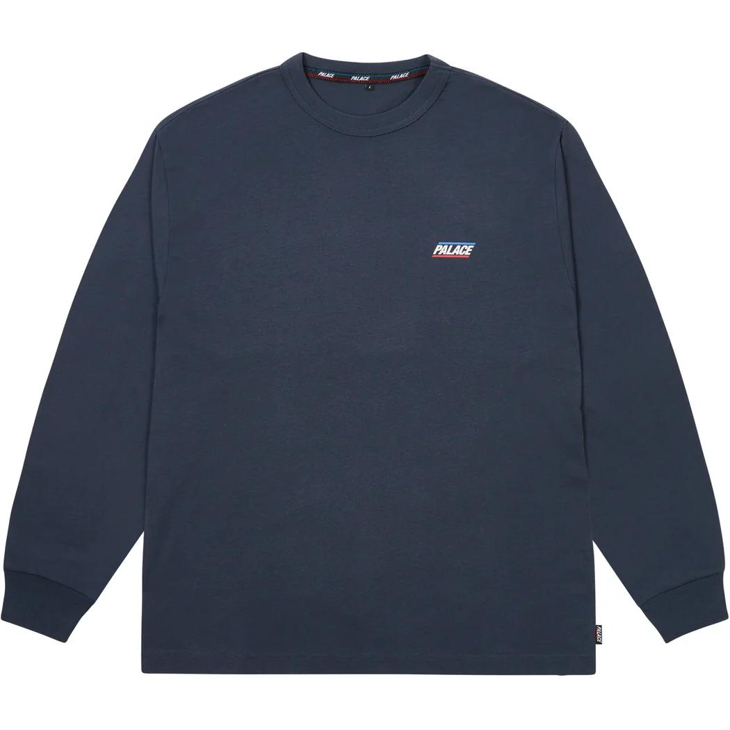 PALACE FW24 Basically A Logo Print Navy Blue Unisex Long Sleeve Tee. P27LS014