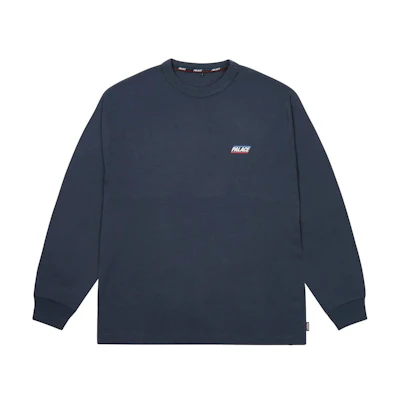 PALACE FW24 Basically A Logo Print Navy Blue Unisex Long Sleeve Tee. P27LS014