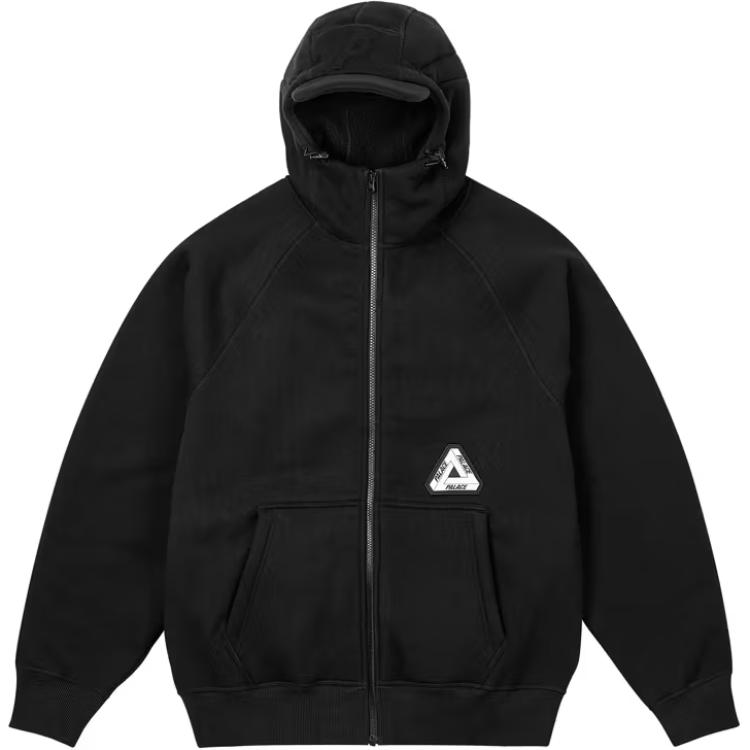Palace FW24 Black Drawstring Hood Logo Zip Loose Fit Hoodie Unisex P27CS110