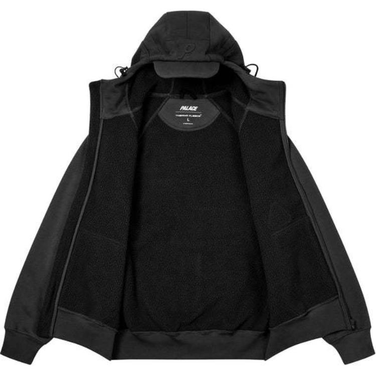 Palace FW24 Black Drawstring Hood Logo Zip Loose Fit Hoodie Unisex P27CS110 圖 4