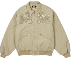 Palace FW24 Floral Canvas Bomber Jacket Embroidered Unisex - Light Grey P27JK114 Palace FW24 Floral Canvas Bomber Jacket Embroidered Unisex - Light Grey P27JK114