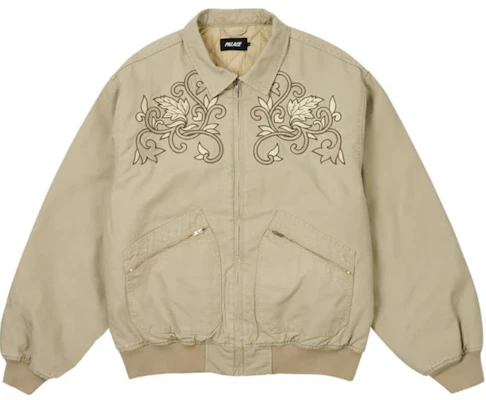 Palace FW24 刺繡花卉帆布飛行員外套 中性款 - 淺灰色 P27JK114 Buy Palace FW24 刺繡花卉帆布飛行員外套 中性款 - 淺灰色 P27JK114