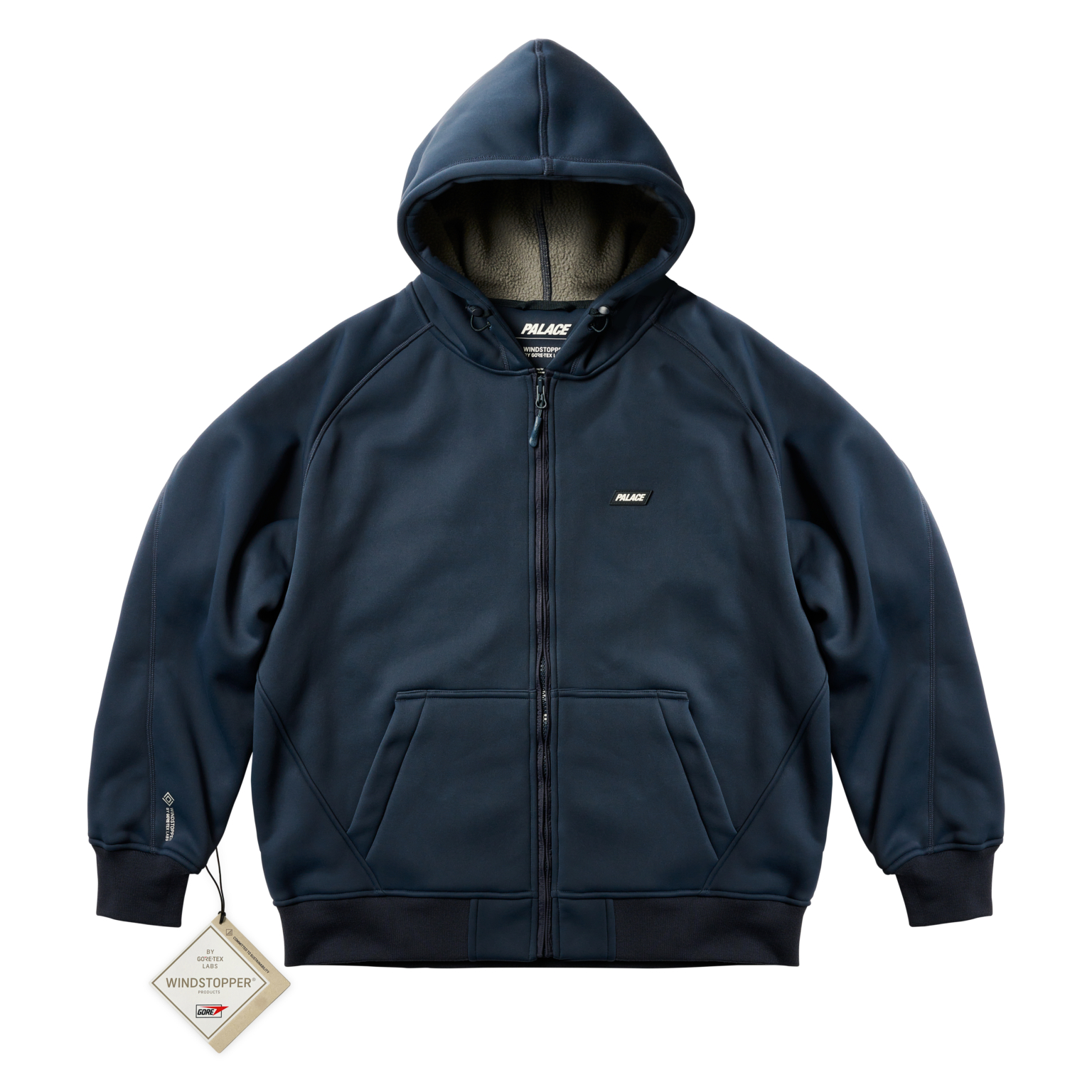 Palace FW24 GORE-TEX WINDSTOPPER Bonded Logo Hooded Jacket Navy Unisex P27JK135