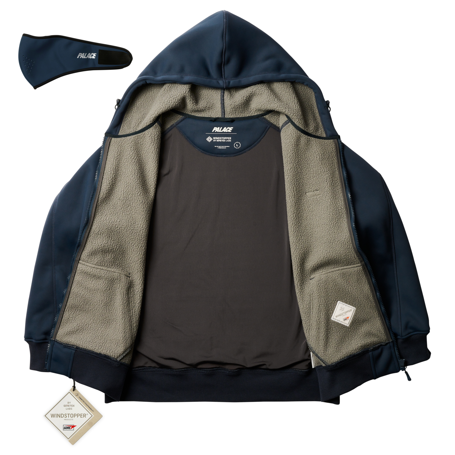Lookbook Palace FW24 GORE-TEX WINDSTOPPER Bonded Logo Hooded Jacket Navy Unisex P27JK135