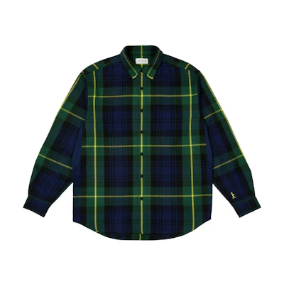 PALACE FW24 Guard Embroidered Plaid Long Sleeve Shirt Unisex Black. P27SHT023