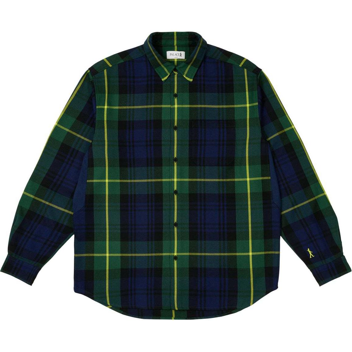 Order PALACE FW24 防衛刺繡格紋長袖襯衫 男女款 黑色. P27SHT023