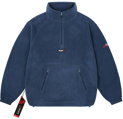 Palace FW24 Half-Zip Turtleneck Pullover Navy Sweater Unisex Logo Bordir. P27CS163 Order Palace FW24 Half-Zip Turtleneck Pullover Navy Sweater Unisex Logo Bordir. P27CS163