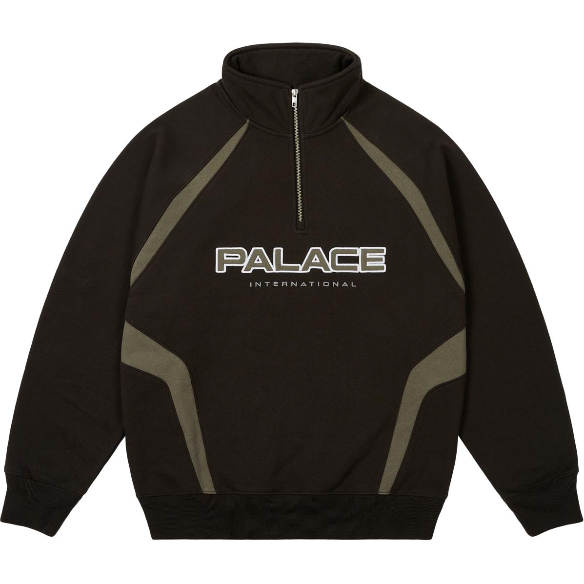 PALACE FW24 Holiday Collection International 1/4 Zip Logo Sweatshirt Black Unisex. P27CS213