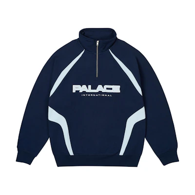 PALACE FW24 Holiday International 1/4 Zip Logo Embroidered Sweatshirt Navy Unisex P27CS215
