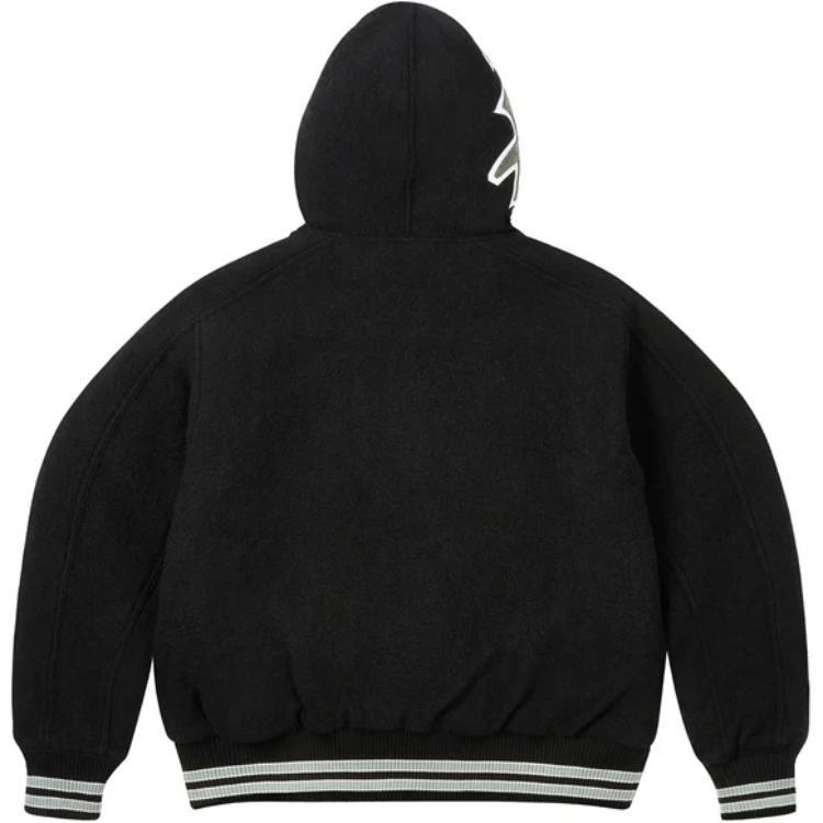 Lookbook Palace FW24 黑色连帽校队夹克 男女同款 刺绣休闲街头潮流外套 P27JK023