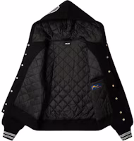 Shop Palace FW24 刺繡黑色連帽棒球夾克 男女休閒潮流外套 P27JK023