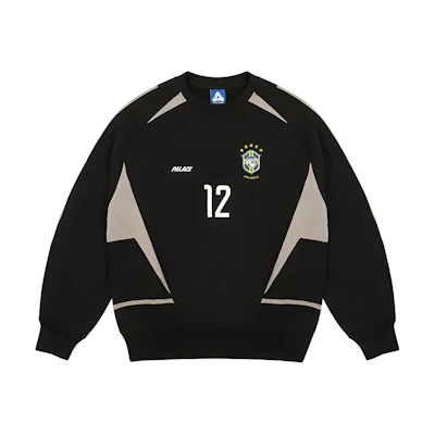 PALACE FW24 Logo Crewneck Sweatshirt Black Unisex Colorblock Casual Style. P27CS129