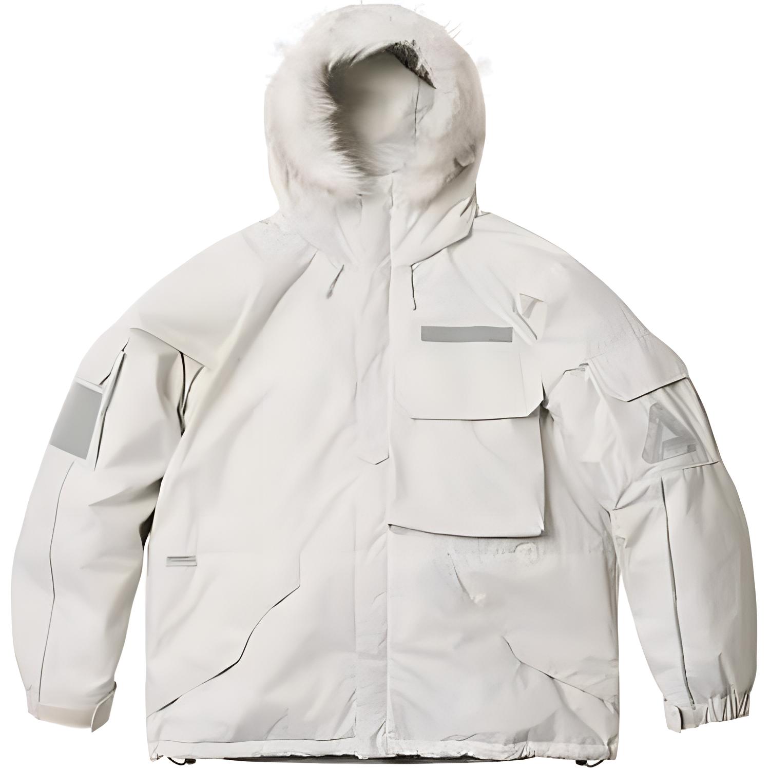 Palace FW24 Multi-Pocket Reflective Fleece Hoodie Unisex White P27JK062