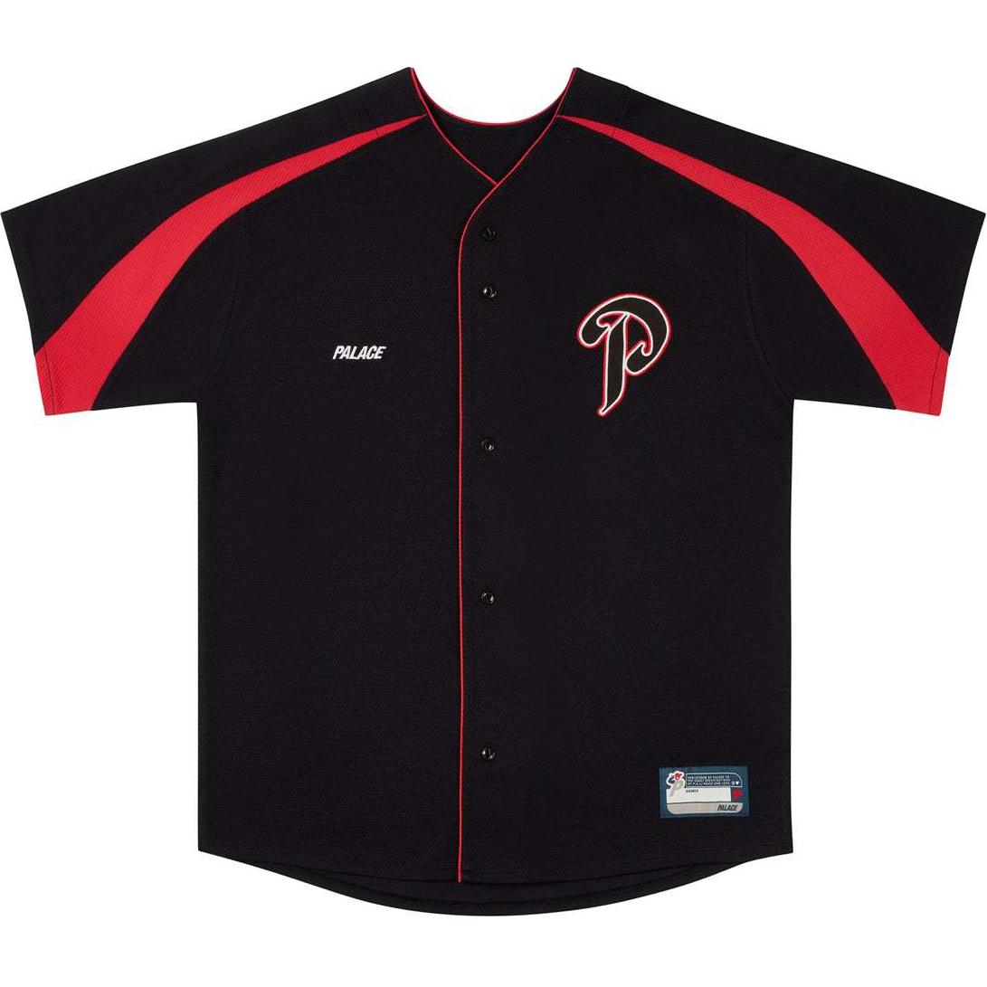 PALACE FW24 P Baseball Jersey Black Unisex with Embroidered Logo Patch. P27ES022