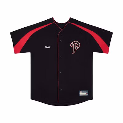 PALACE FW24 P Baseball Jersey Black Unisex with Embroidered Logo Patch. P27ES022