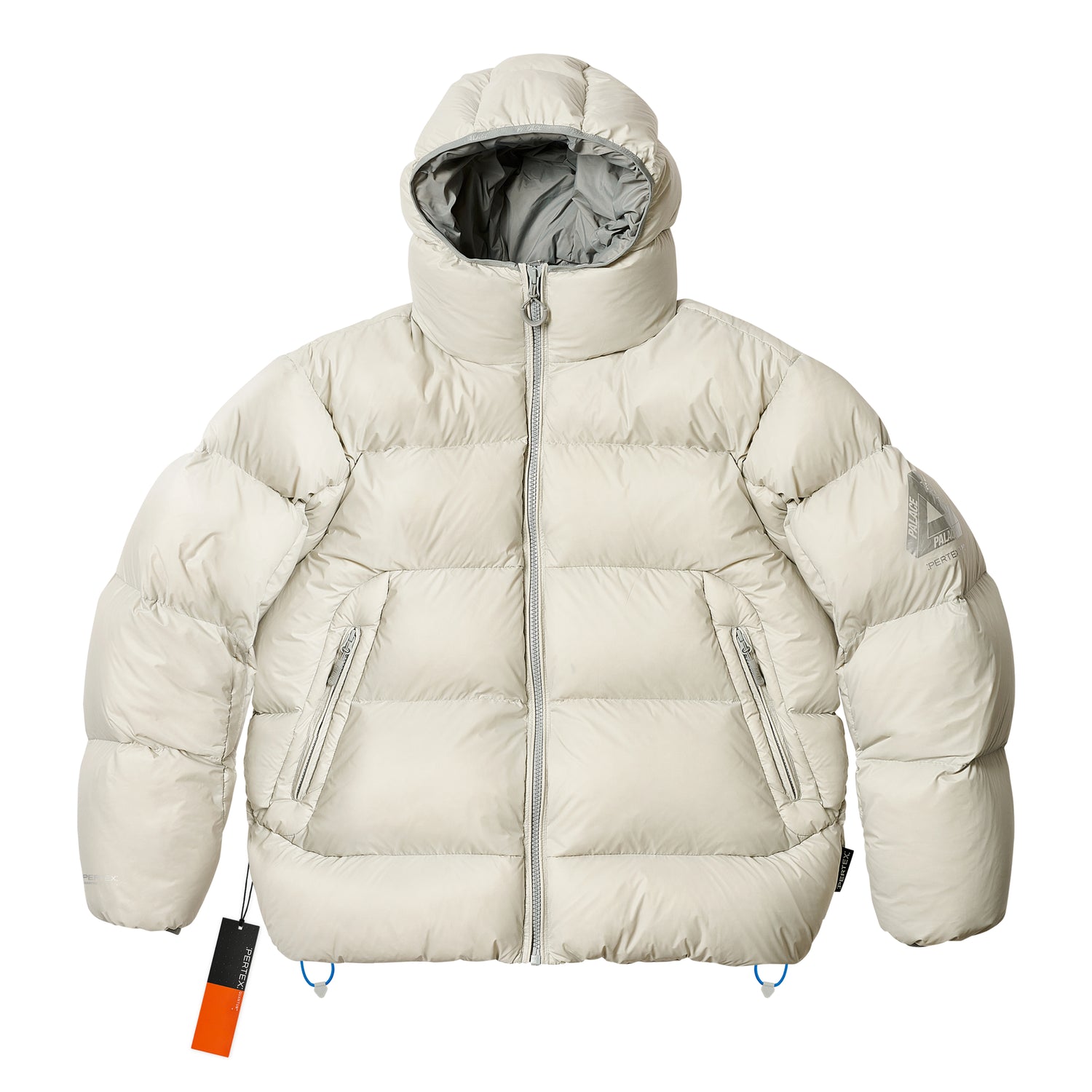 Details for Jaket Balaclava Puffer PALACE FW24 Kelabu Unisex dengan Cetakan Logo. P27JK053